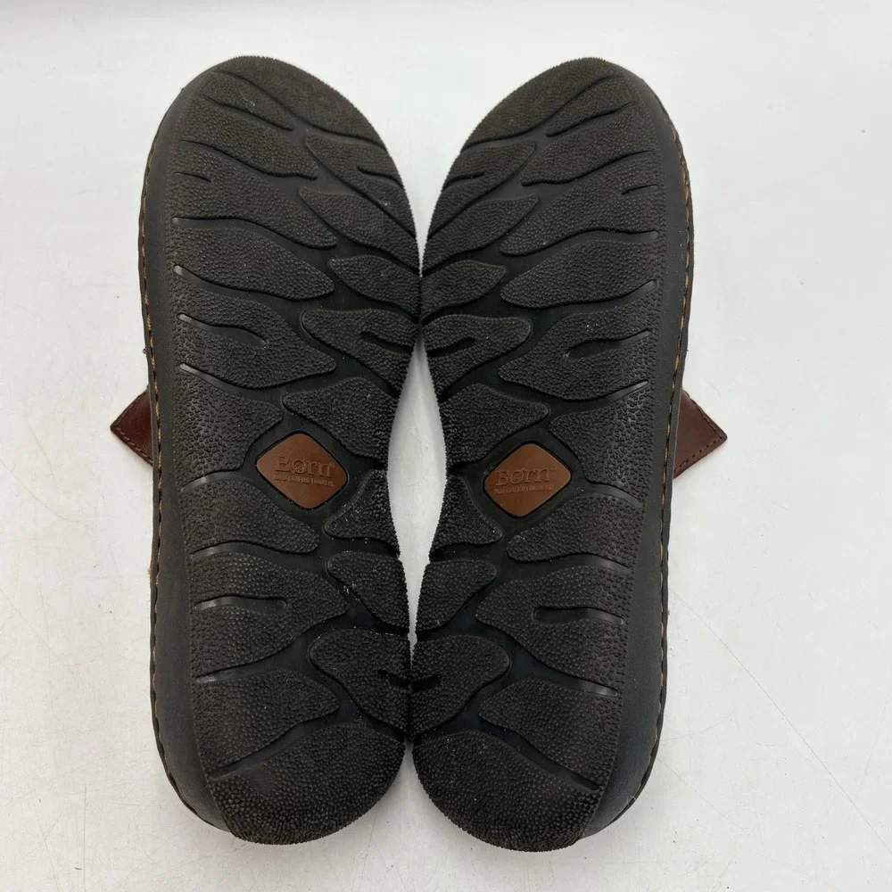 Born Mens 10M Brown Leather Slide Sandals Comfort Open Toe Casual Slip On